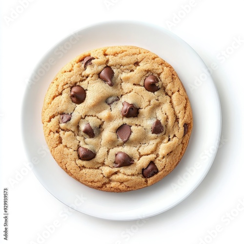 An isolated chocolate chip cookie on a transparent background