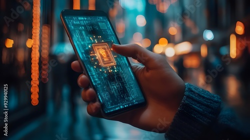 Digital wallet secured with biometric authentication, emphasizing advanced security features, Wallet biometric security, Secure digital finance