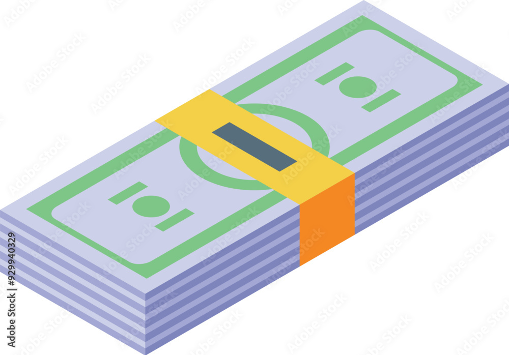 Stack of banknotes is secured with a yellow band, symbolizing financial security Stack of banknotes is secured with a yellow band, symbolizing financial security