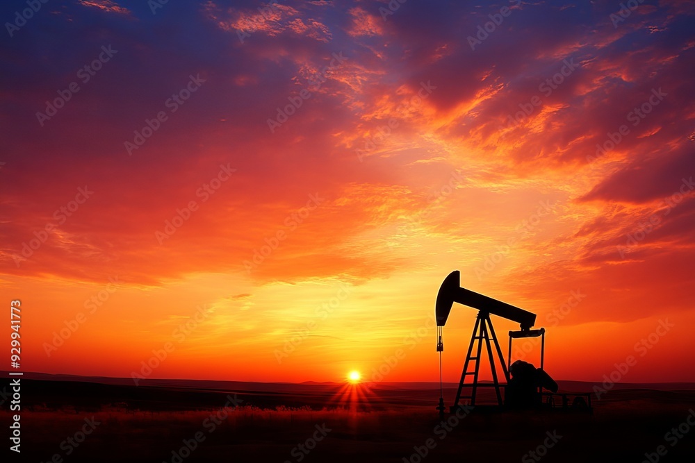 Silhouette of an oil pump jack against a vibrant sunset sky, symbolizing energy and natural resources. Silhouette of an oil pump jack against a vibrant sunset sky, symbolizing energy and natural resources.