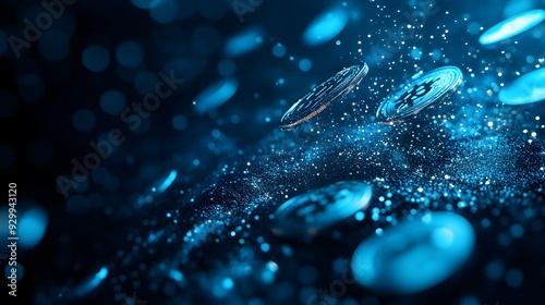 Abstract representation of digital coins flowing into a digital wallet, symbolizing cryptocurrency integration, Digital coins wallet, Crypto finance