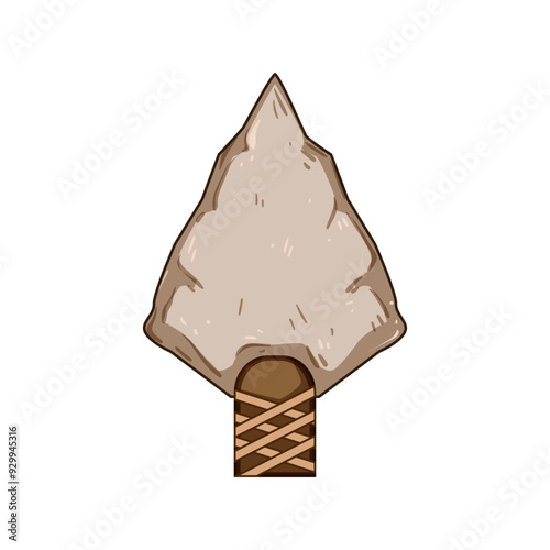 prehistoric arrowhead cartoon. flint stone, tool hunting, weapon indigenous prehistoric arrowhead sign. isolated symbol vector illustration