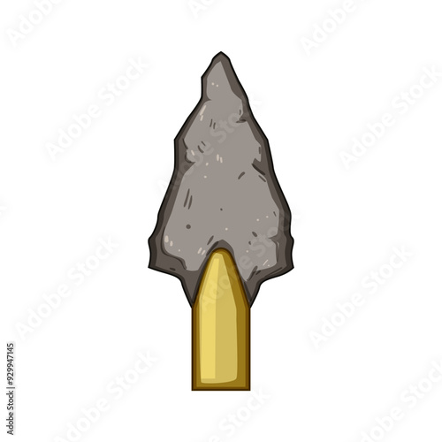 flint arrowhead cartoon. hunting weapon, indigenous archaeology, excavation spear tool arrowhead sign. isolated symbol vector illustration