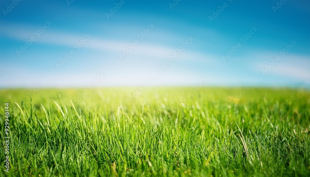 green grass and blue sky green grass blue clear sky spring nature panorama theme green grass and blue sky green grass blue clear sky spring nature panorama theme