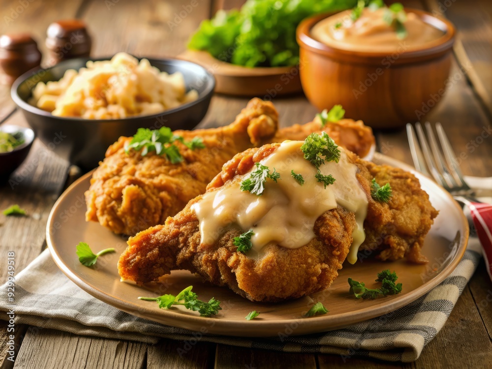 CrispySouthernFriedChickenGravyMashedPotatoes CrispySouthernFriedChickenGravyMashedPotatoes