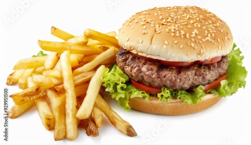 Hands Holding a jucy, double cheeseburger with Lettuce, Tomato, and Cheese, isolated on transparent backgrounds.