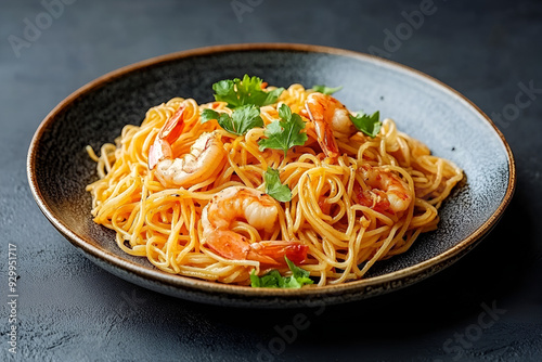  A delicious pasta dish with a good wine This image captures the essence of Italian pasta specialties in a warm and inviting setting. all about Italian  gourmet food.