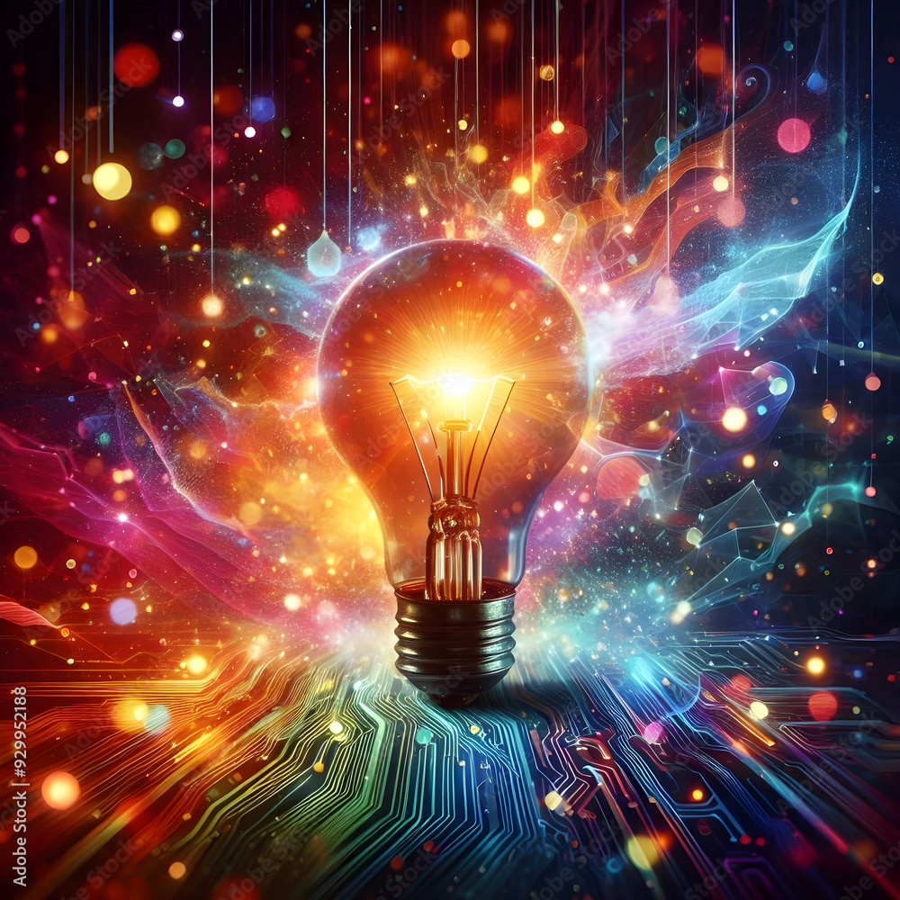 A conceptual image showcasing a light bulb as a metaphor for an innovative breakthrough and smart idea, symbolizing genius marketing strategy planning and creative thinking in business