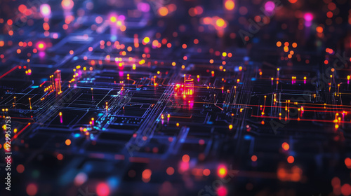 Abstract business connection of lines from nodes It is connected to endless nodes and represents the innovation of communication in the network.