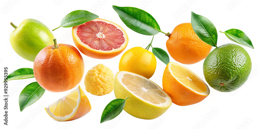 Falling citrus leaves including lemon Falling citrus leaves including lemon