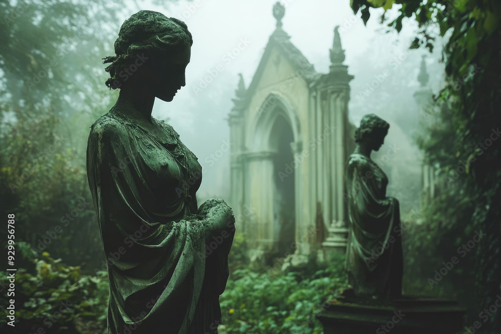 Overgrown Garden Statues in a Mansion Echoes of Grandeur Lost to Time Overgrown Garden Statues in a Mansion Echoes of Grandeur Lost to Time
