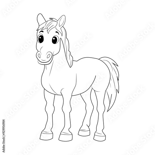 illustration of Horse line art for coloring pages and books.
