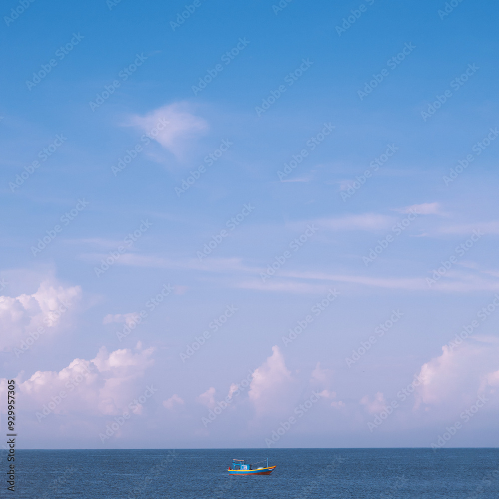 Amazing Seascape view. Magic energy of beautiful happy clouds. Vietnam tropical calm sea Amazing Seascape view. Magic energy of beautiful happy clouds. Vietnam tropical calm sea
