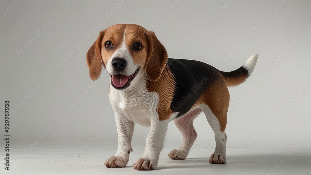 happy beagle portrait sitting and standing isolated on a white background happy beagle portrait sitting and standing isolated on a white background