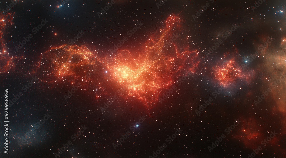 Fototapeta premium Fiery Nebula Cluster in Deep Space