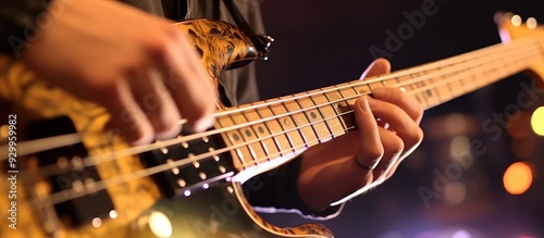 Close-up of a Bass Guitar Player