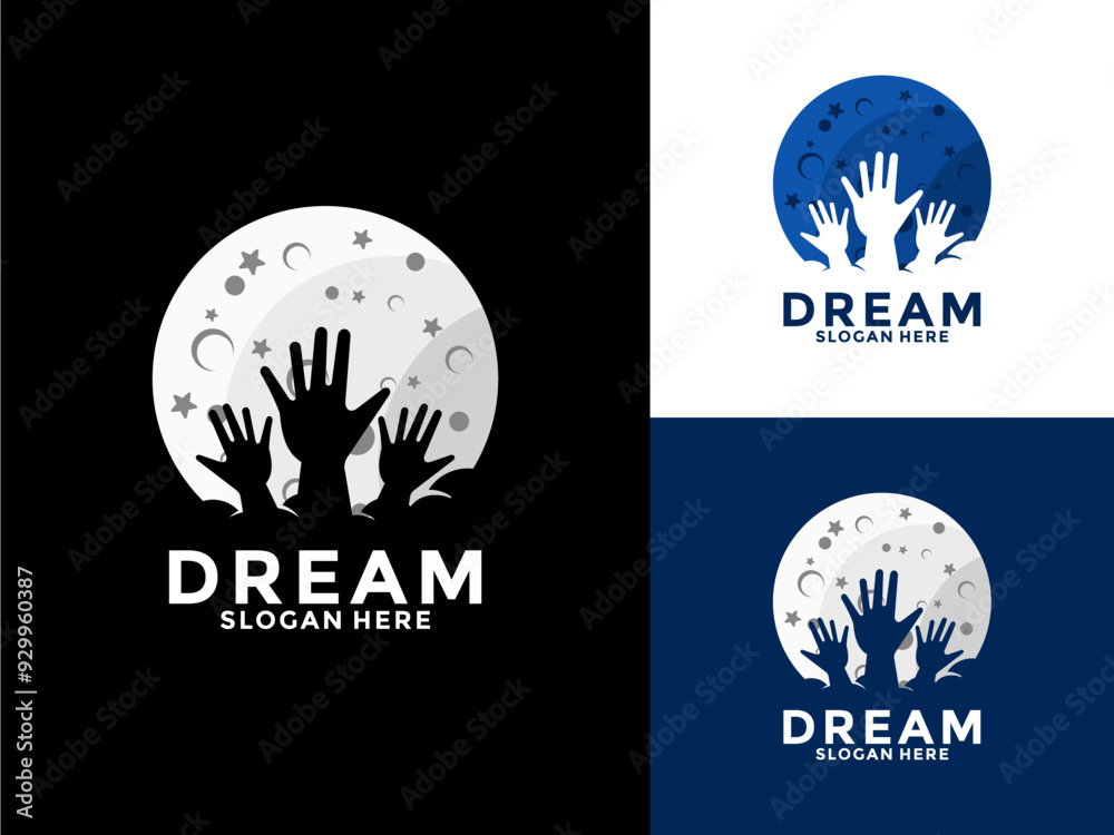 Naklejka premium Dream Vector Logo, Reaching Dream Logo Icon Vector, Kids Dream Logo Template