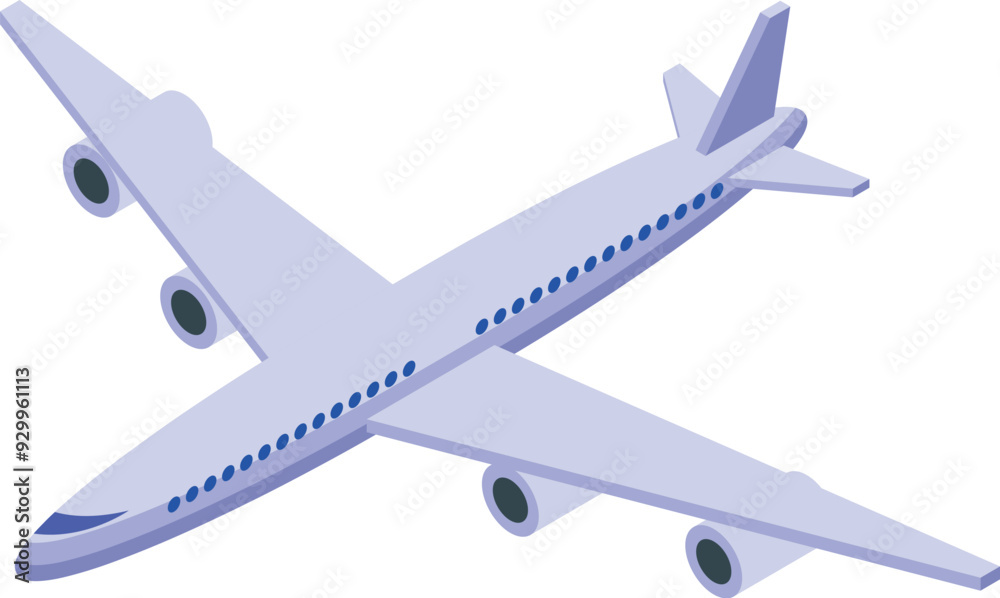 Modern passenger airplane flying in the sky, an isometric icon of air travel Modern passenger airplane flying in the sky, an isometric icon of air travel
