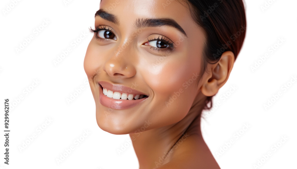 Obraz premium Portrait of an Indian Woman Isolated on Transparent or White Background for Beauty Product Promotion Closeup Shot in Pose