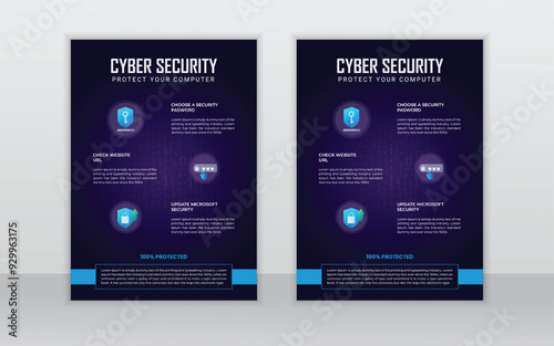 cyber security flyer design layout template,