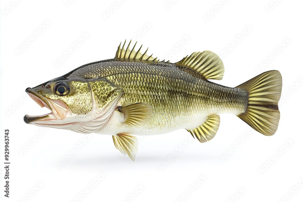 Largemouth bass fish isolated on white background. Generative Ai Largemouth bass fish isolated on white background. Generative Ai
