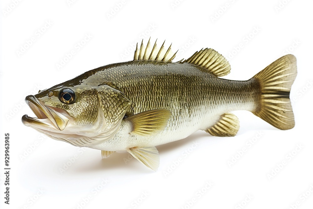 Largemouth bass fish isolated on white background. Generative Ai Largemouth bass fish isolated on white background. Generative Ai