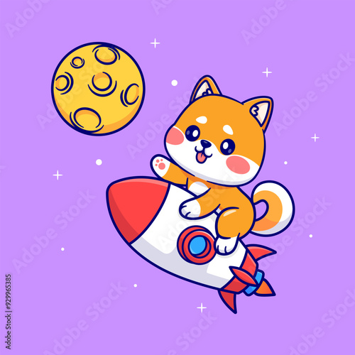 Cute Shiba Inu Dog Flying Rocket To The Moon Cartoon Vector
Icon Illustration. Animal Technology Icon Concept Isolated
Premium Vector. Flat Cartoon Style