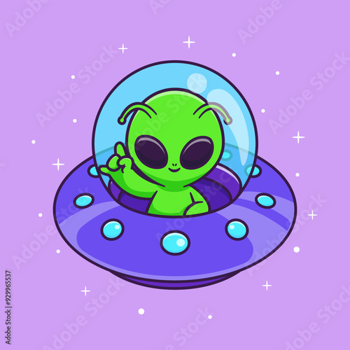 Cute Alien Flying With UFO In Space Cartoon Vector Icon
Illustration Science Technology Icon Concept Isolated
Premium Vector. Flat Cartoon Style