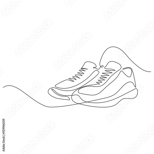 Shoes single line art. continuous line drawing of hand tying shoelaces. editable stroke. vector illustration.