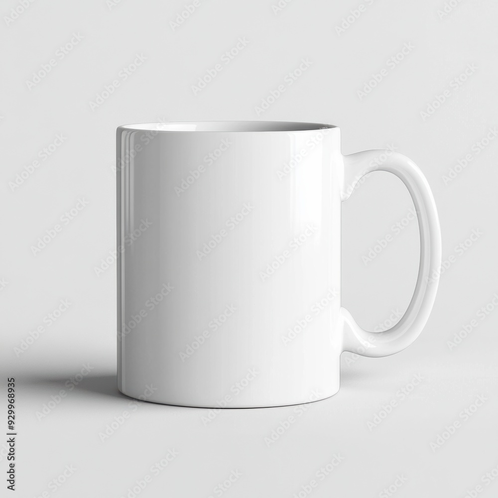 A white coffee mug on a plain gray background, AI A white coffee mug on a plain gray background, AI