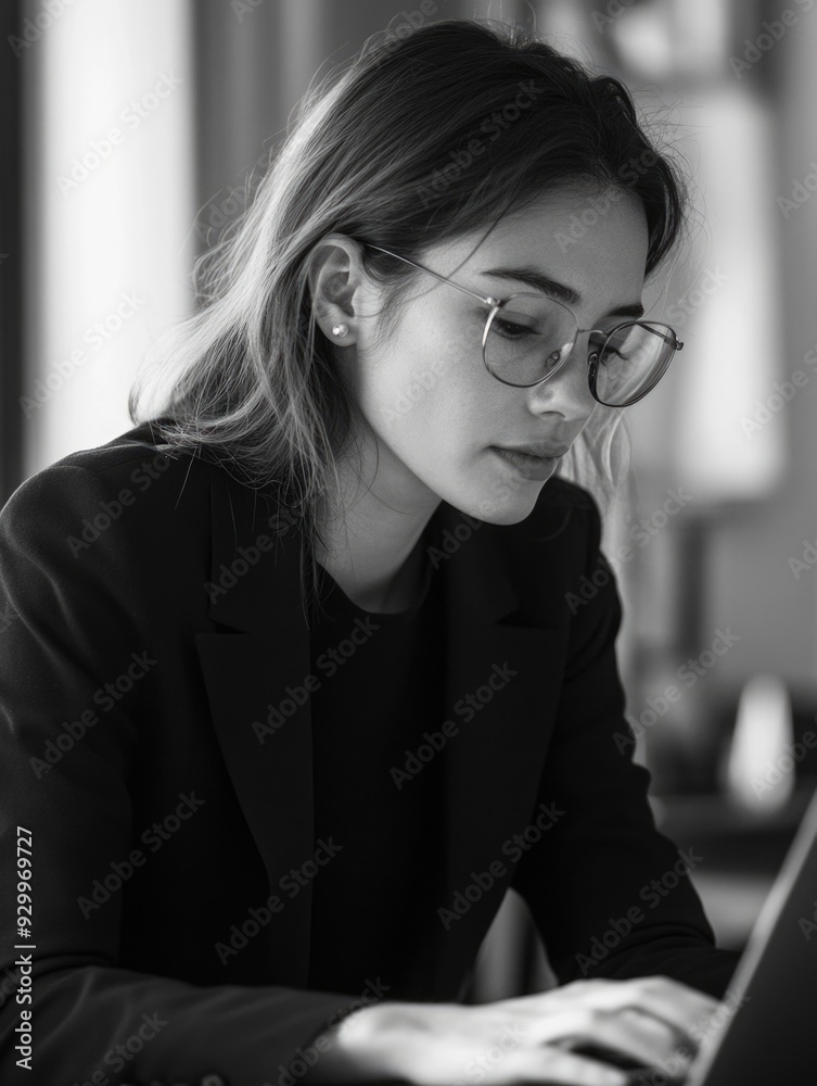 Professional Female Businesswoman Focused at Work Professional Female Businesswoman Focused at Work