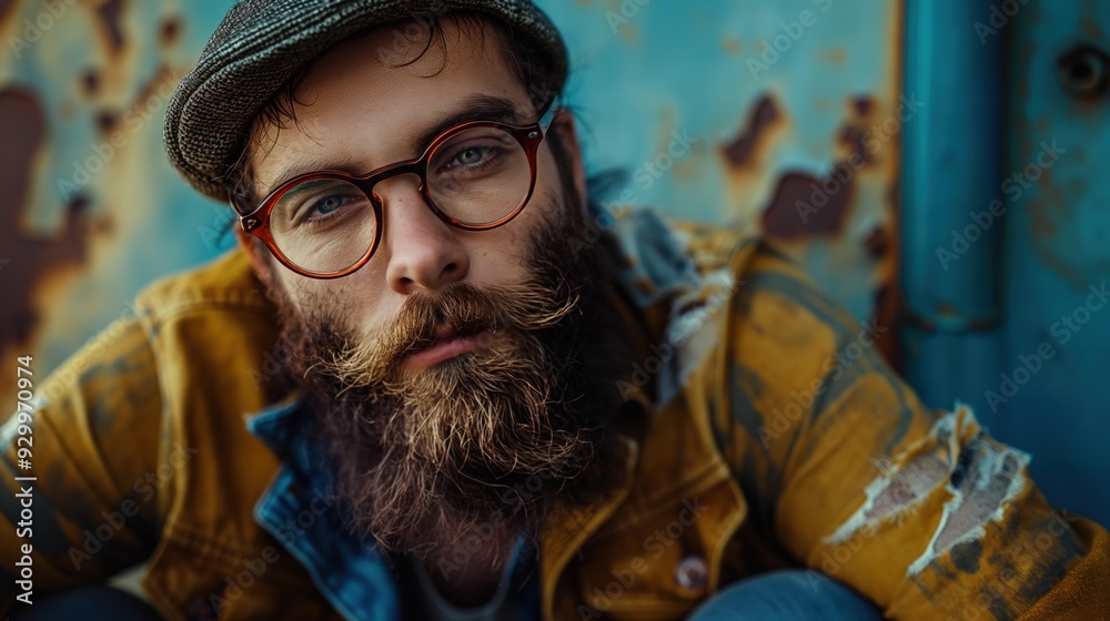 Obraz premium Casual Bearded Man Portrait