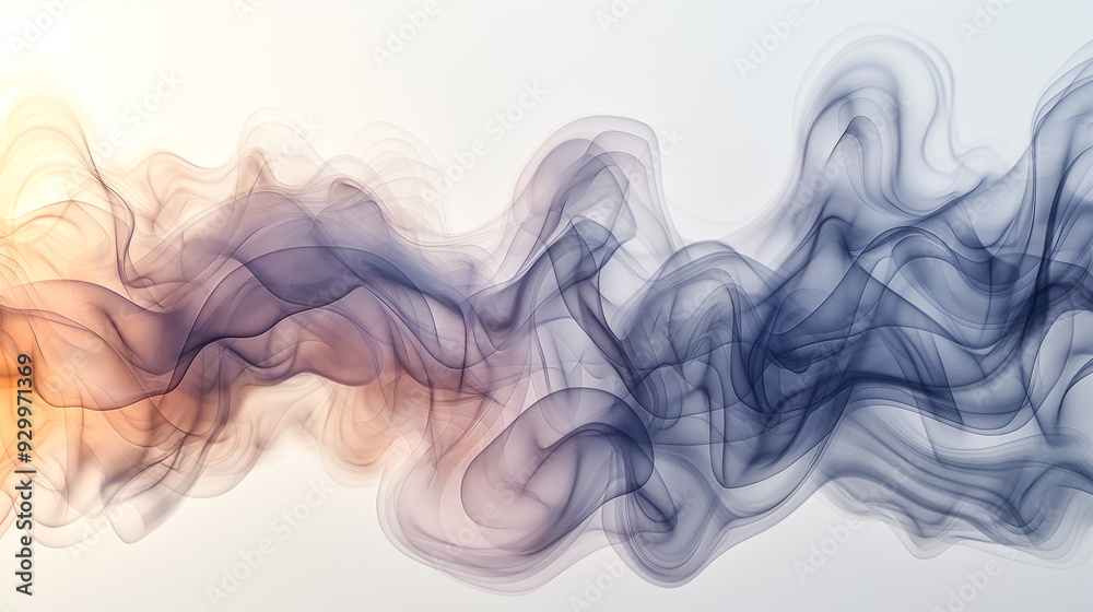 Abstract smoke forms swirl elegantly on white background. Generative AI Abstract smoke forms swirl elegantly on white background. Generative AI