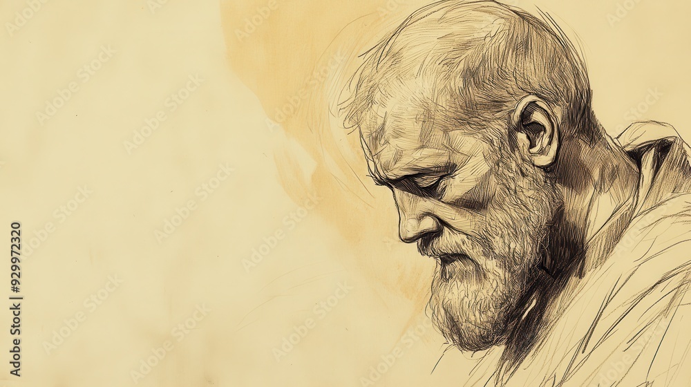 Biblical Illustration of Eliphaz Continuing His Speech - Eliphaz Leaning Forward with Earnestness, Stressing the Importance of Fearing God, Beige Background Biblical Illustration of Eliphaz Continuing His Speech - Eliphaz Leaning Forward with Earnestness, Stressing the Importance of Fearing God, Beige Background