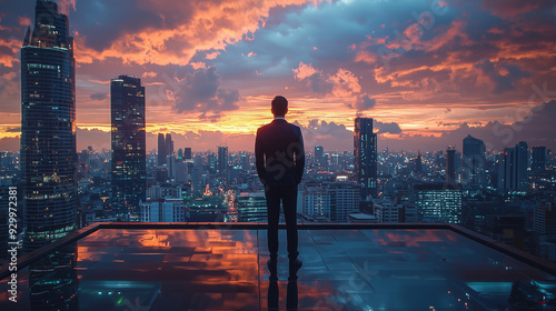 A businessman standing on a...