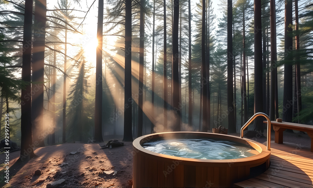 Entspannung im Wald: Luxus-Whirlpool in natürlicher Umgebung Entspannung im Wald: Luxus-Whirlpool in natürlicher Umgebung