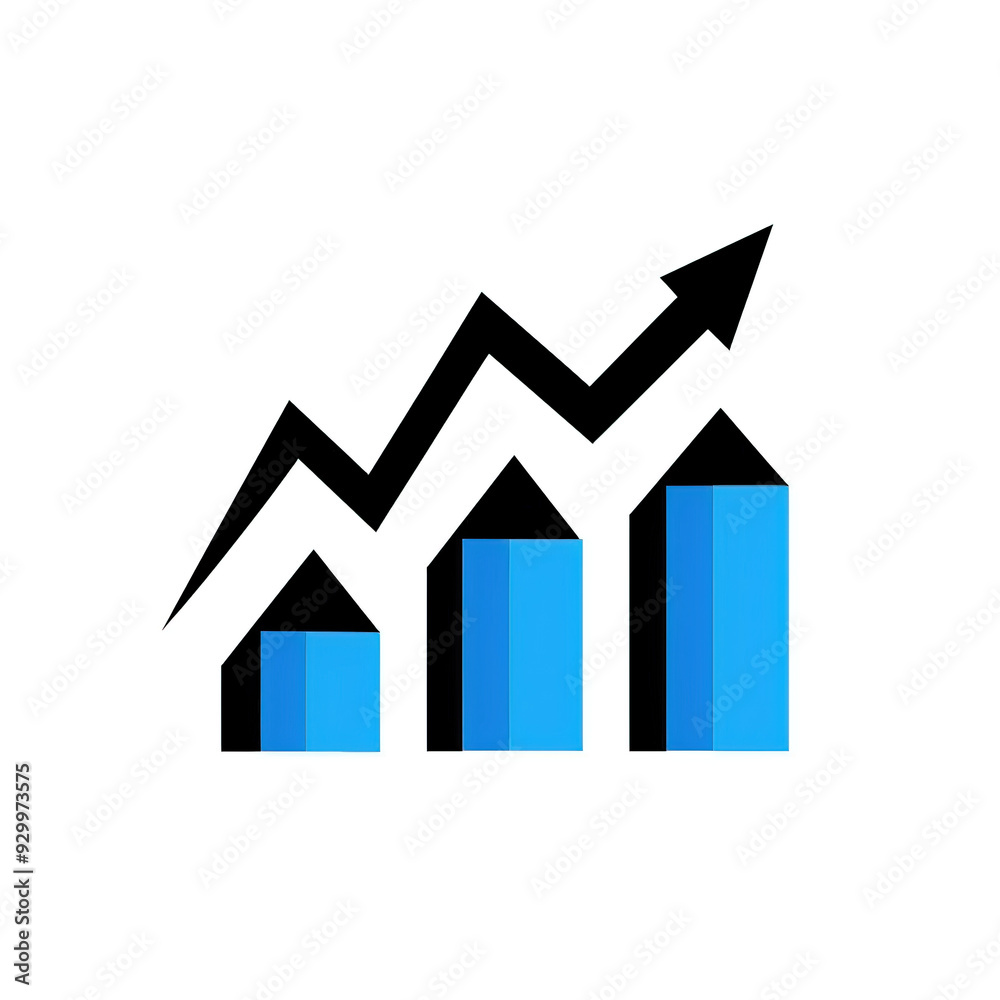 Vector icon of rising graph on white background. Graph growing logo. Vector icon of rising graph on white background. Graph growing logo.