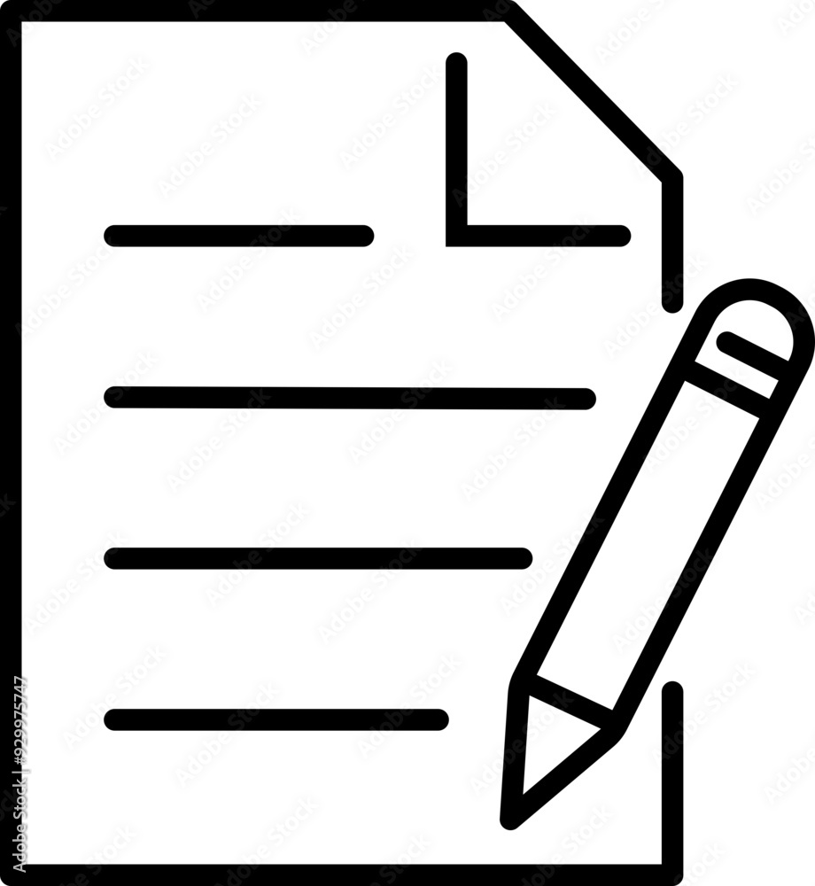 Document icon. Linear style. Writing sign.