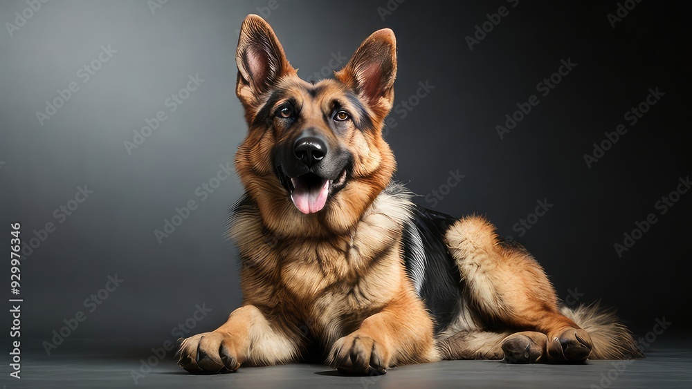 Happy German shepherd portrait, sitting,standing isolated on a white background