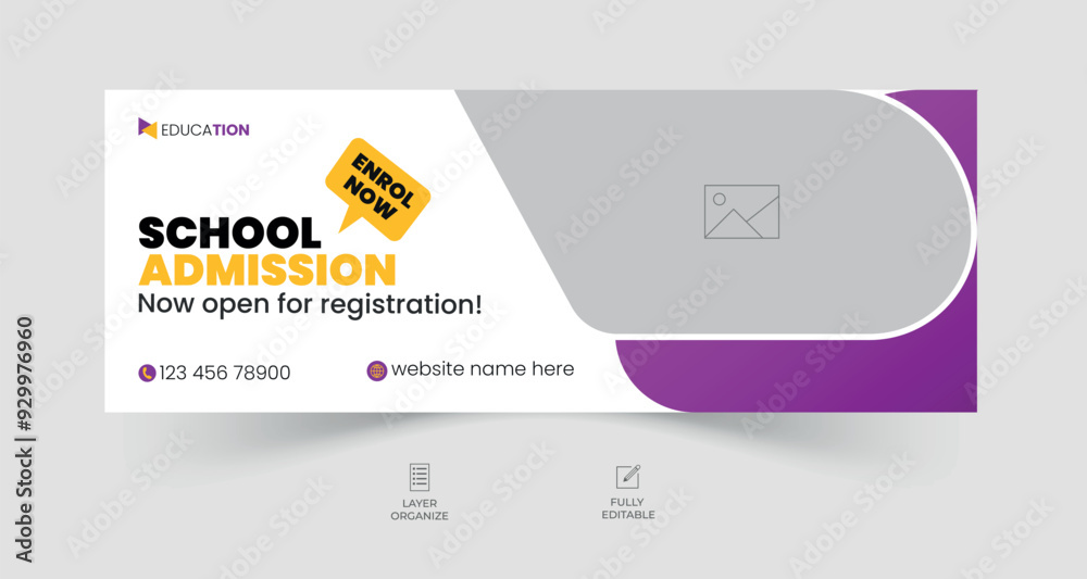 School admission facebook cover design, back-to-school social media banner, online education banner ads template. School admission facebook cover design, back-to-school social media banner, online education banner ads template.