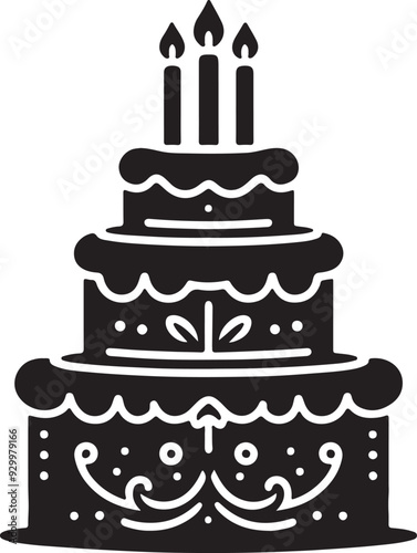 Birthday cake surprise silhouette vector