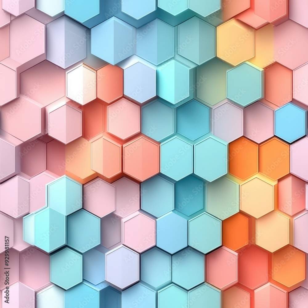 seamless pattern, Colorful hexagonal patterns create a vibrant and modern abstract background, perfect for technology and design themes.