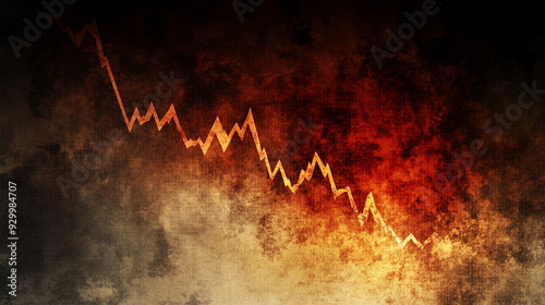 A falling economic chart on a moody abstract texture background