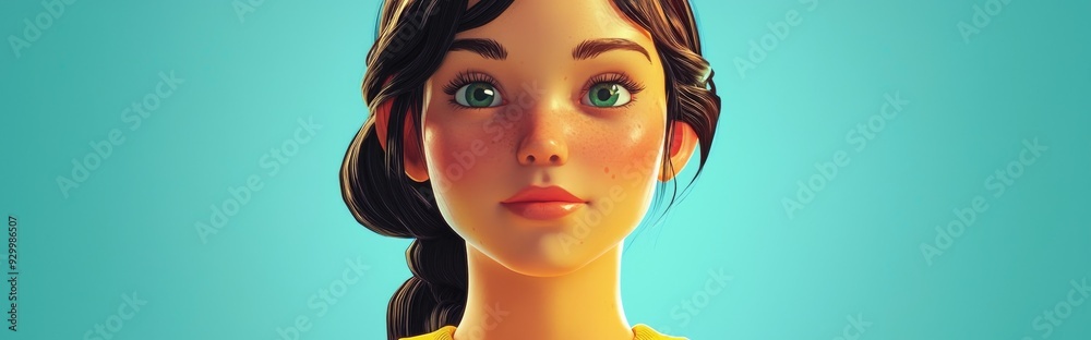Vibrant 3D Cartoon Portrait of a Young Woman Vibrant 3D Cartoon Portrait of a Young Woman