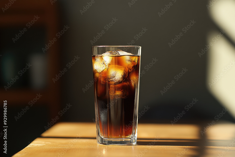 Strong and Chilled Iced Americano in a Tall Glass Strong and Chilled Iced Americano in a Tall Glass