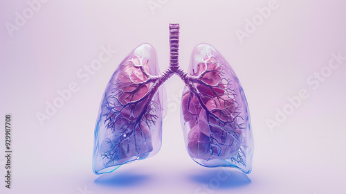 Realistic human lungs on white background