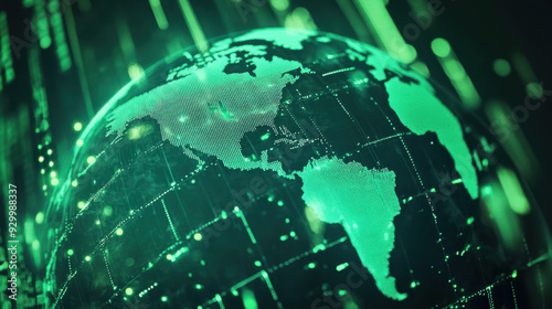 Globe in the concept of global economic network, connectivity in the digital age.