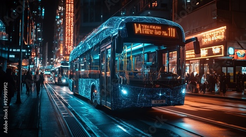 A modern bus navigating a flexible transport network