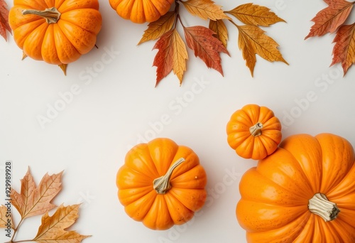 pumpkins on a white table photo