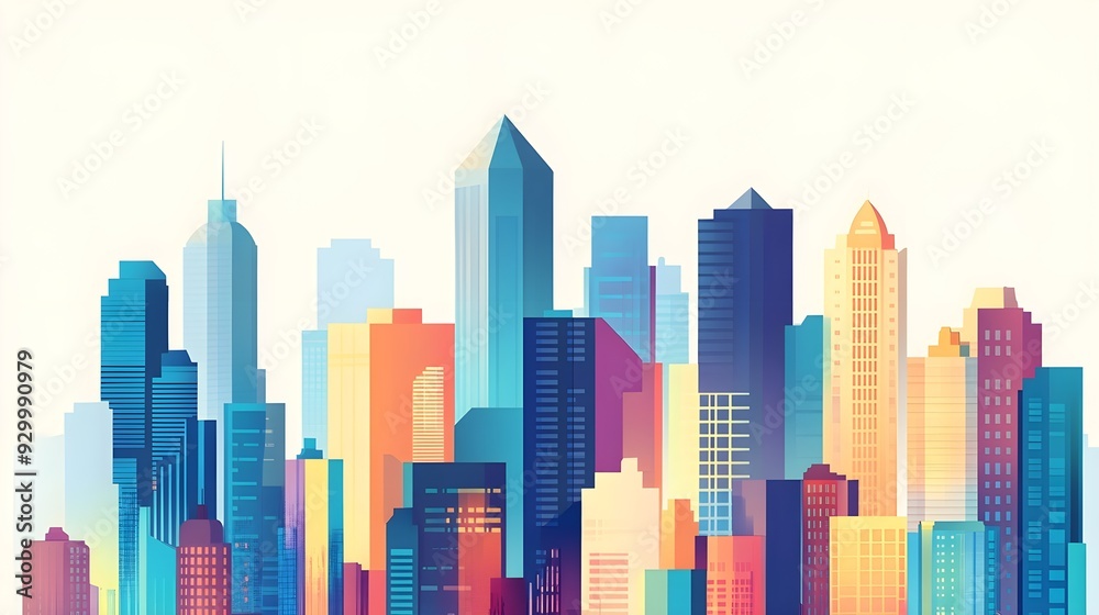 Colorful Cityscape Skyline - Abstract Urban Illustration Colorful Cityscape Skyline - Abstract Urban Illustration